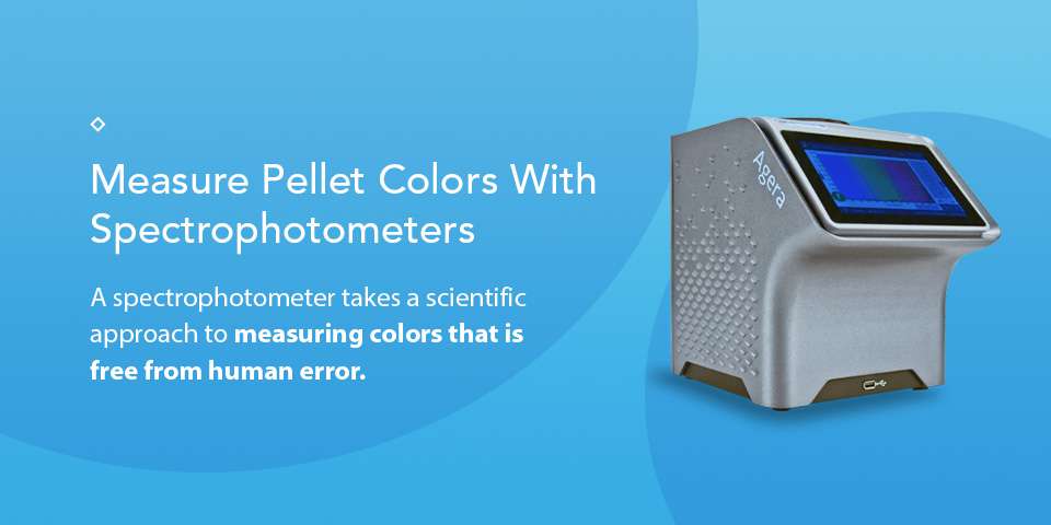 Measure pellet colors with a HunterLab spectrophotometer