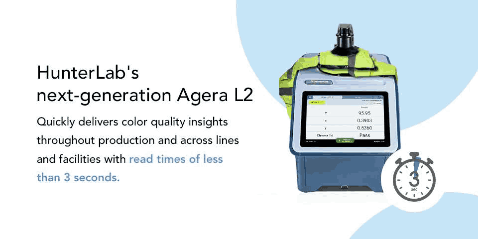 The HunterLab Agera L2 spectrophotometer for measuring high-visibility safety apparel
