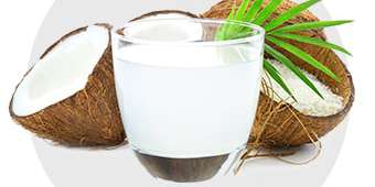 Glass of coconut water for beverages