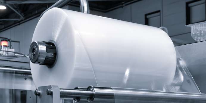 A big roll of transparent plastic film